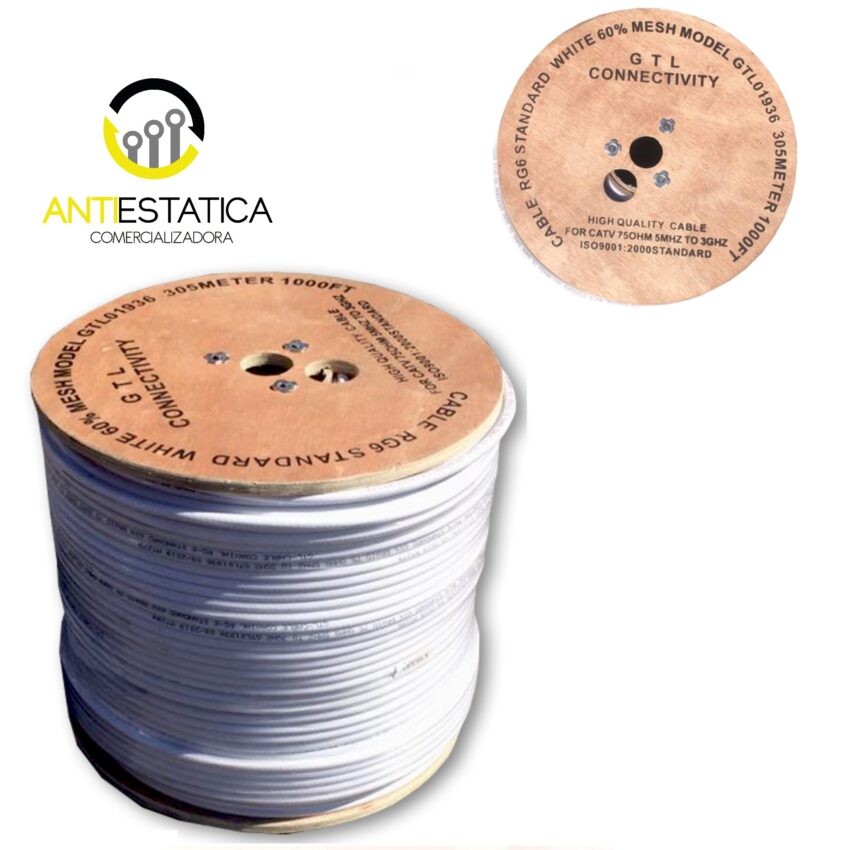 CABLE COAXIAL RG6 ROLLO 305MTS AISLADO POLIETILENO EXPANDIDO